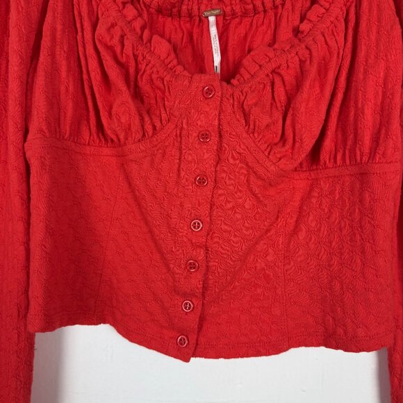 Free People Ladybug Long Sleeve Top Cropped Size Large L EUC - Picture 5 of 12